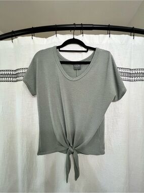 Olivia Rae Light Sage Tie-Front V-Neck Crop Top